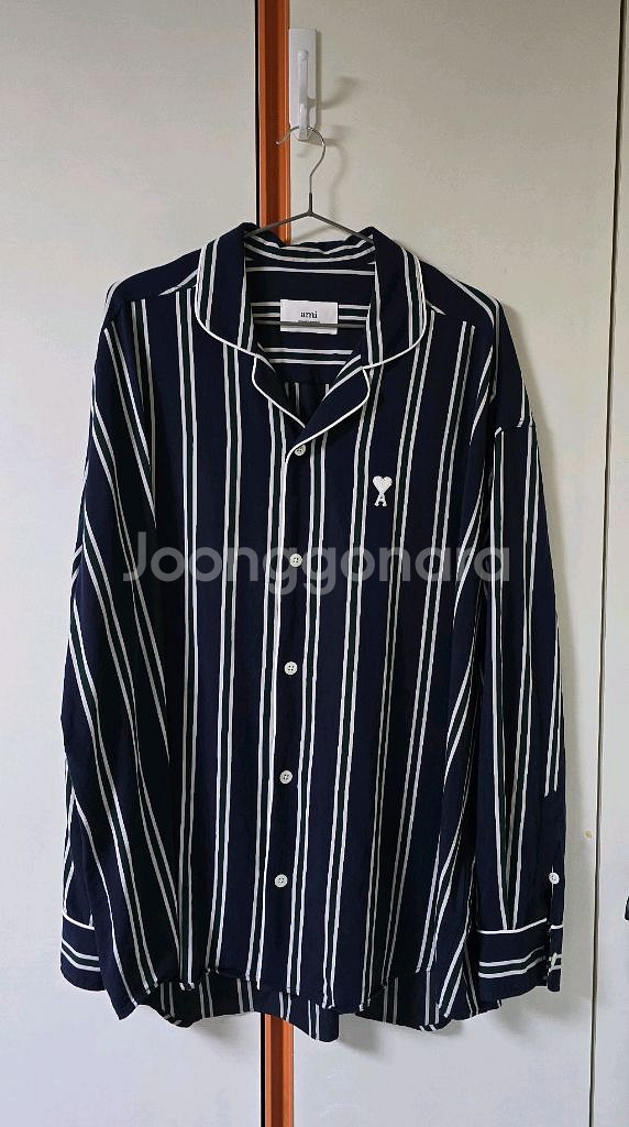 (최종가)(네고X)아미 스트라이프 오픈카라 오버핏 셔츠--0