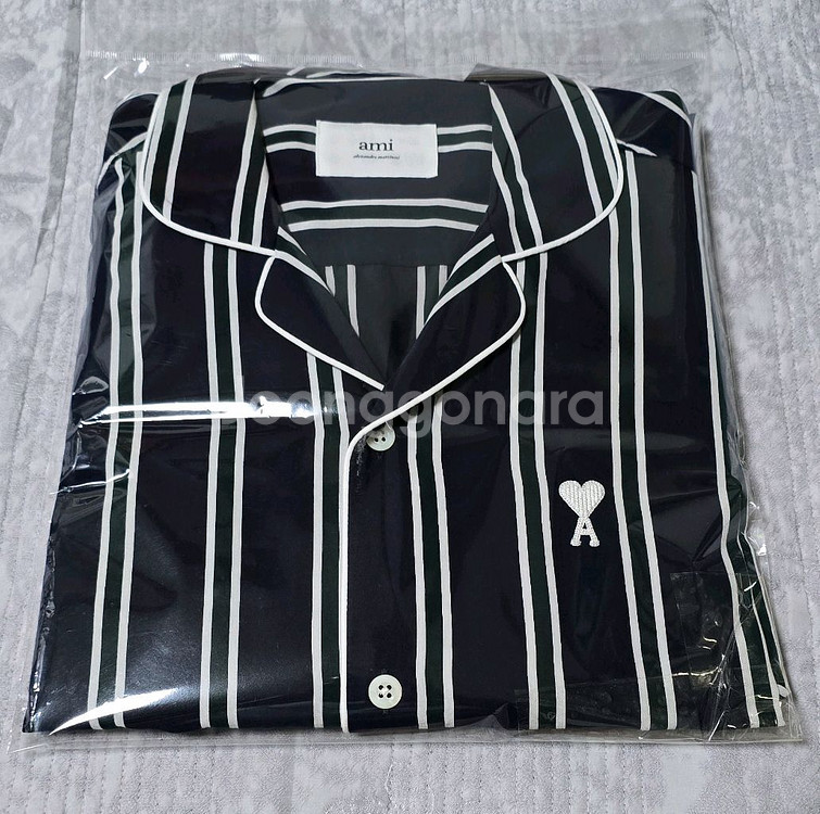 (최종가)(네고X)아미 스트라이프 오픈카라 오버핏 셔츠--1
