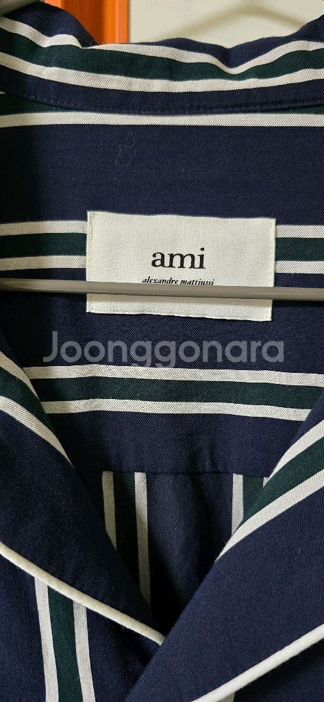 (최종가)(네고X)아미 스트라이프 오픈카라 오버핏 셔츠--4