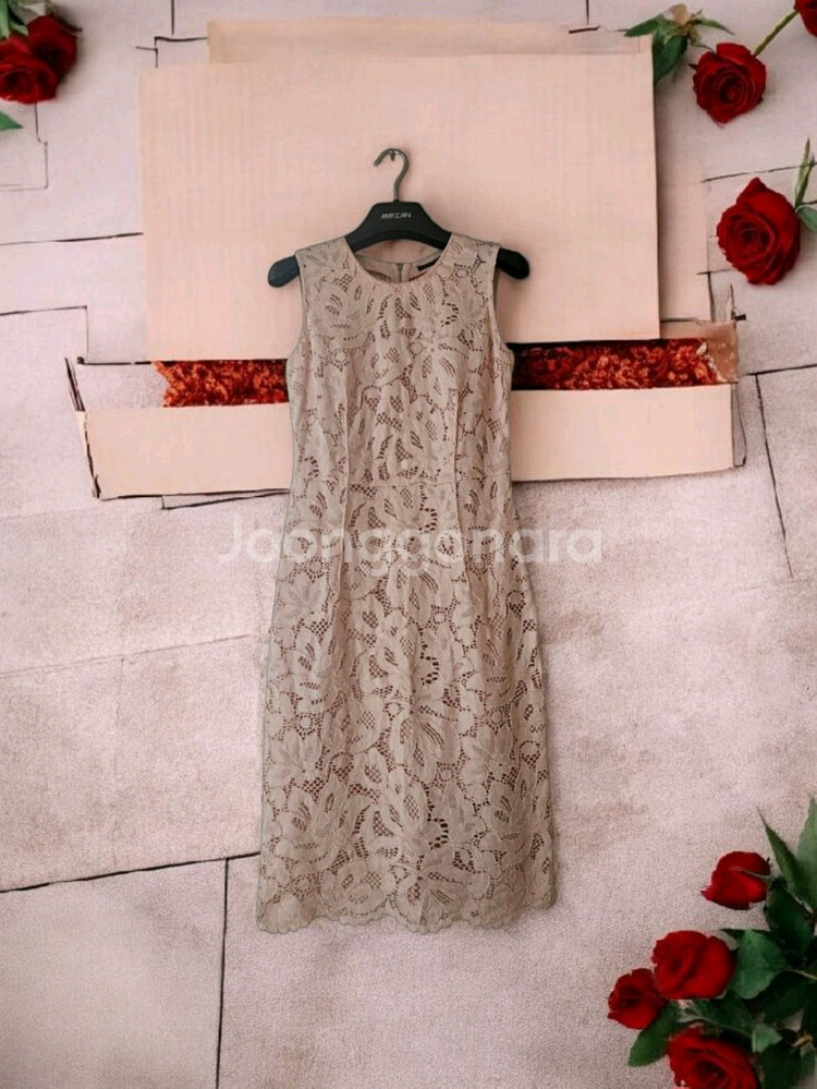 시슬리 핑크 플라워 자수 러블리 민소매 미디원피스 55--0