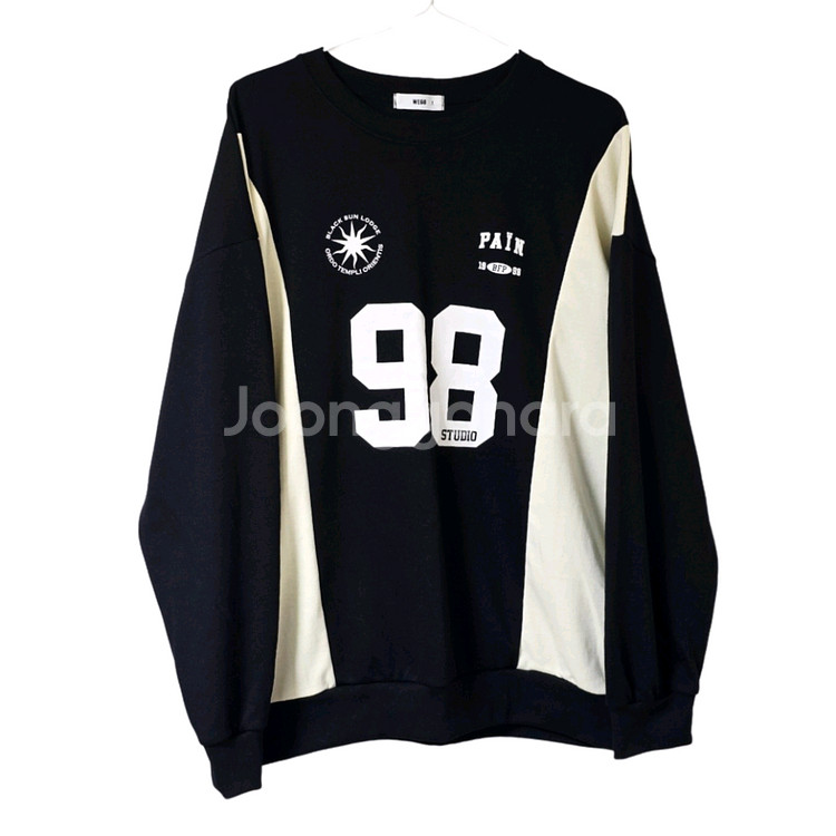 배색 오버핏 맨투맨--0