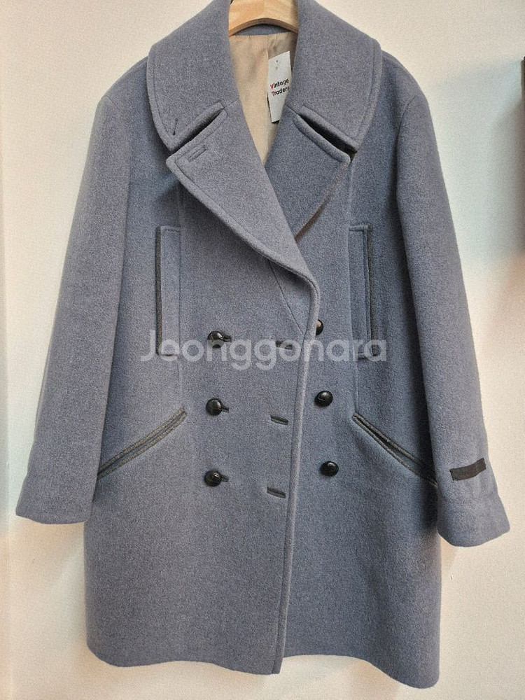 시스템 더블 브레스티드 코트 블루--0