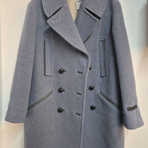 시스템 더블 브레스티드 코트 블루