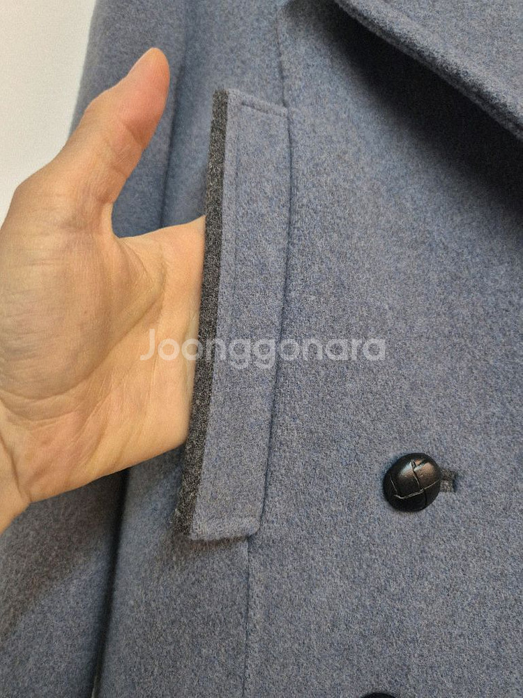 시스템 더블 브레스티드 코트 블루--3