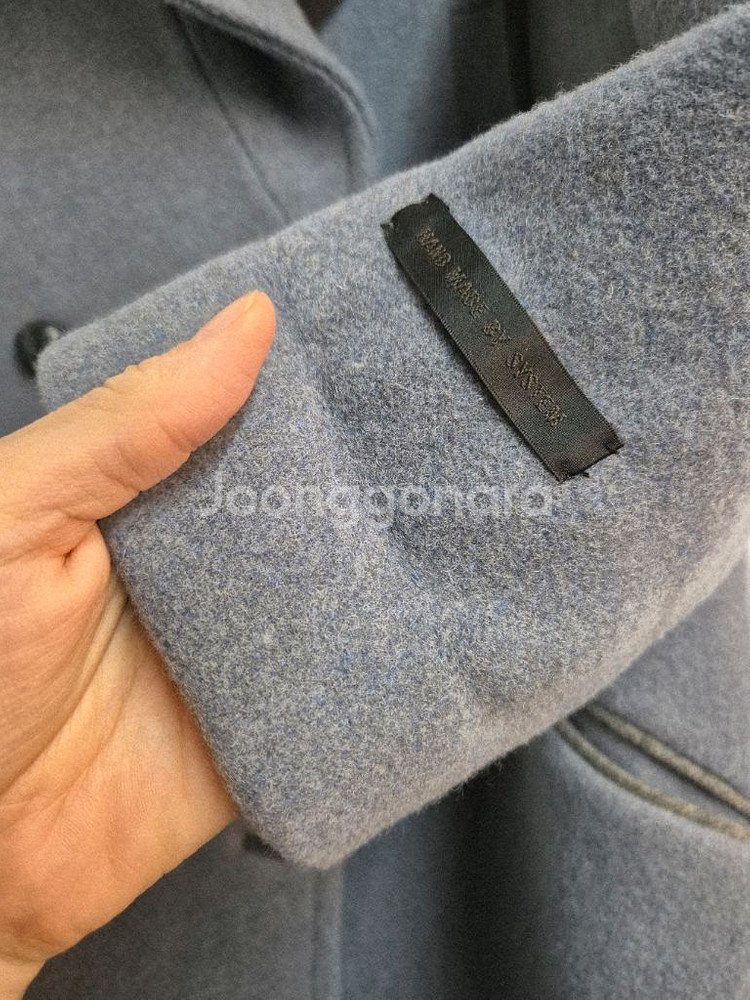 시스템 더블 브레스티드 코트 블루--4