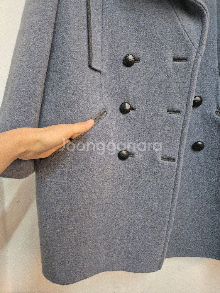 시스템 더블 브레스티드 코트 블루--5