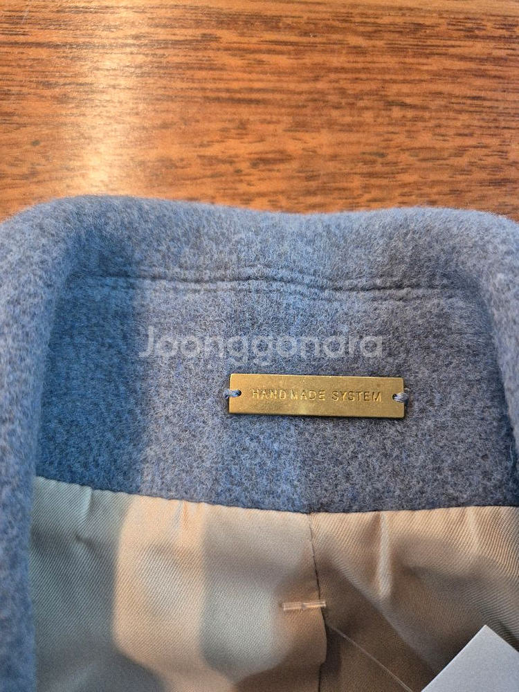 시스템 더블 브레스티드 코트 블루--7