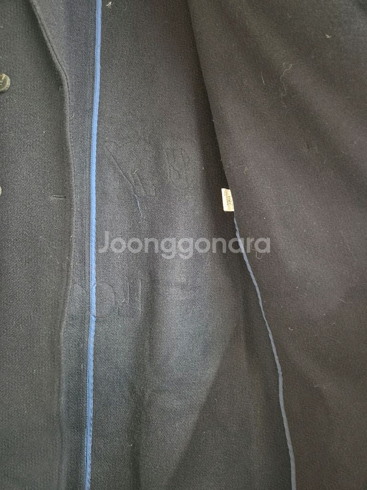 울 더블 브레스티드 롱 코트 네이비 새제품--9