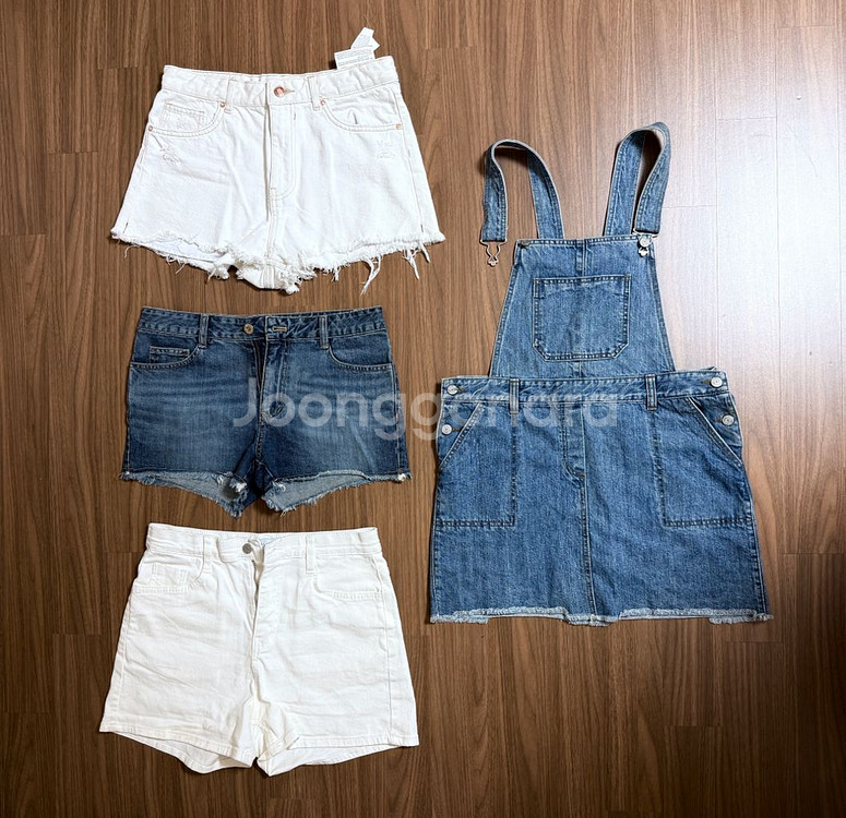 데님 반바지/멜빵치마 일괄(사이즈 L)--0
