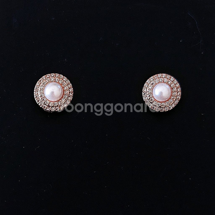 일괄,새상품,선물포장] 천연담수진주 목걸이+귀걸이 세트--2