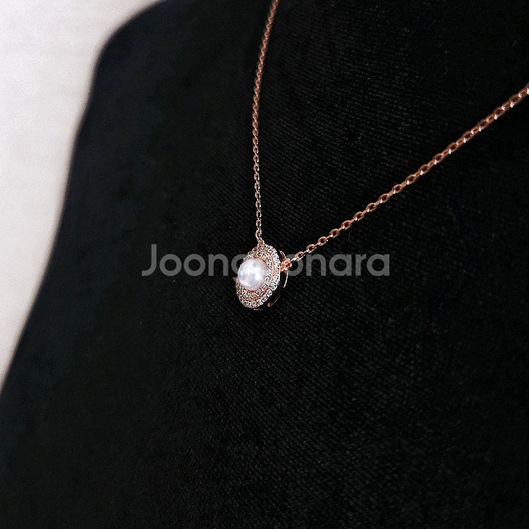 일괄,새상품,선물포장] 천연담수진주 목걸이+귀걸이 세트--1