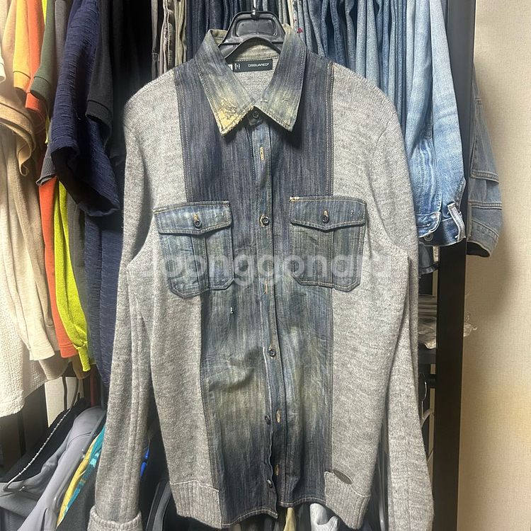 디스퀘어드 데님 니트 가디건 셔츠 자켓--0