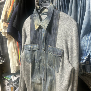 디스퀘어드 데님 워싱 니트 가디건 셔츠 자켓