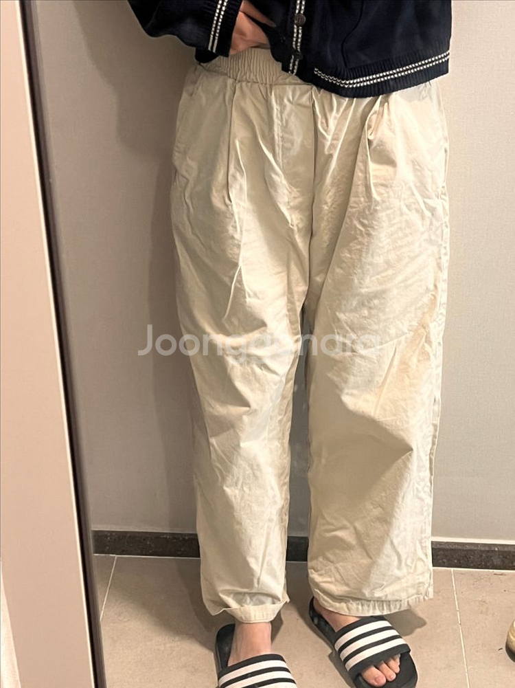 라퍼지스토어 아이보리 워시드코튼 밴딩팬츠S--1