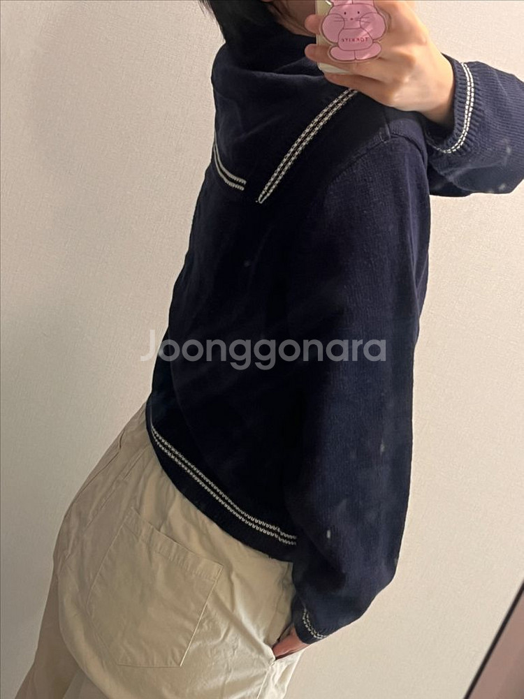 리코이 네이비 세일러카라 니트가디건--8