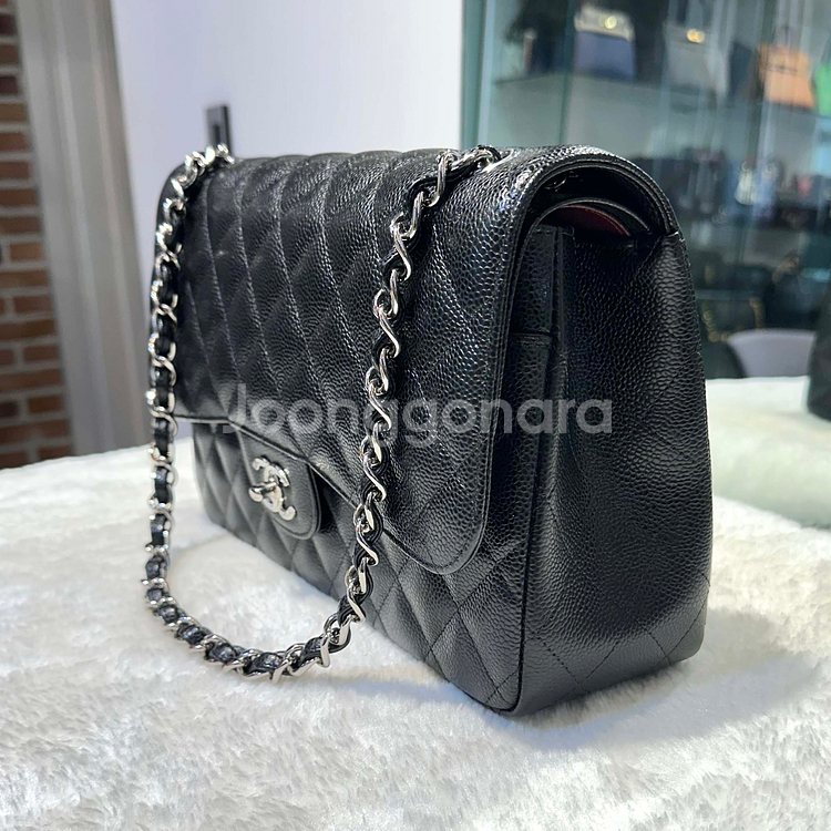 샤넬 클래식 캐비어 플랩백 블랙/은장-H102801--3