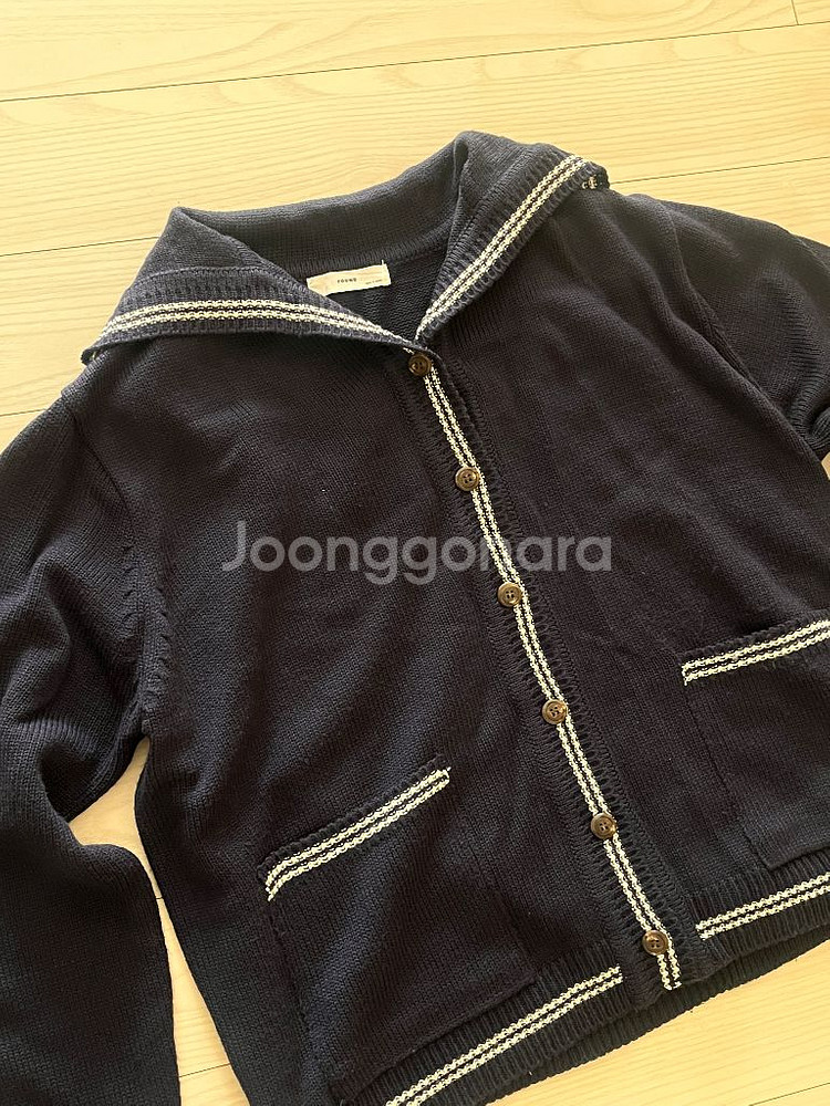 리코이 네이비 세일러카라 니트가디건--4