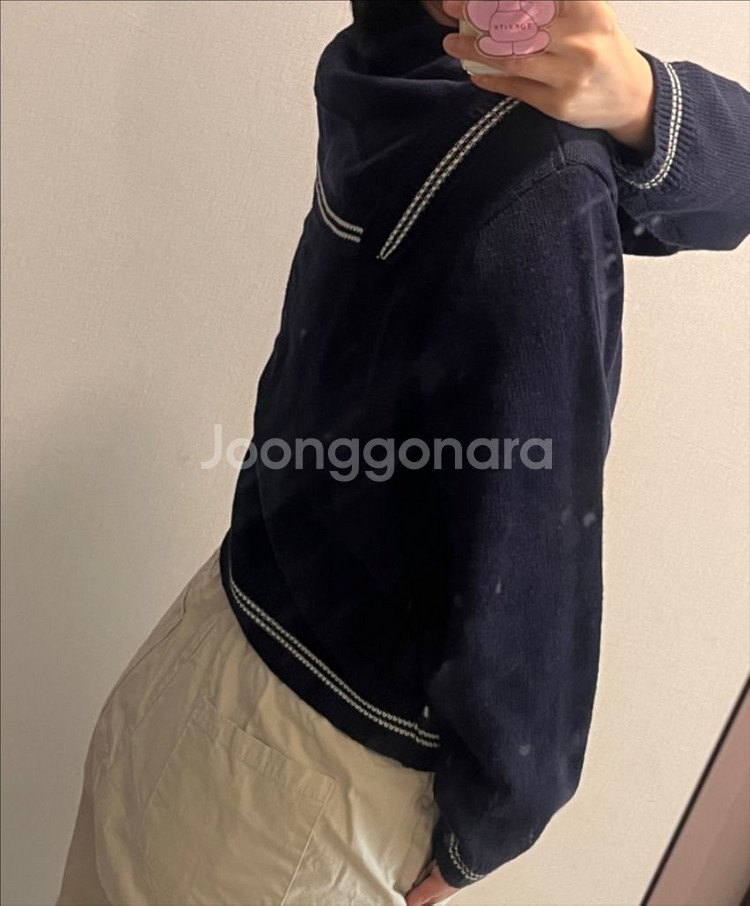 리코이 네이비 세일러카라 니트가디건--2