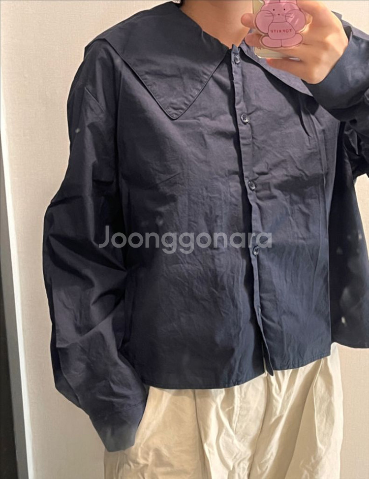 리코이 네이비 세일러카라 블라우스--0