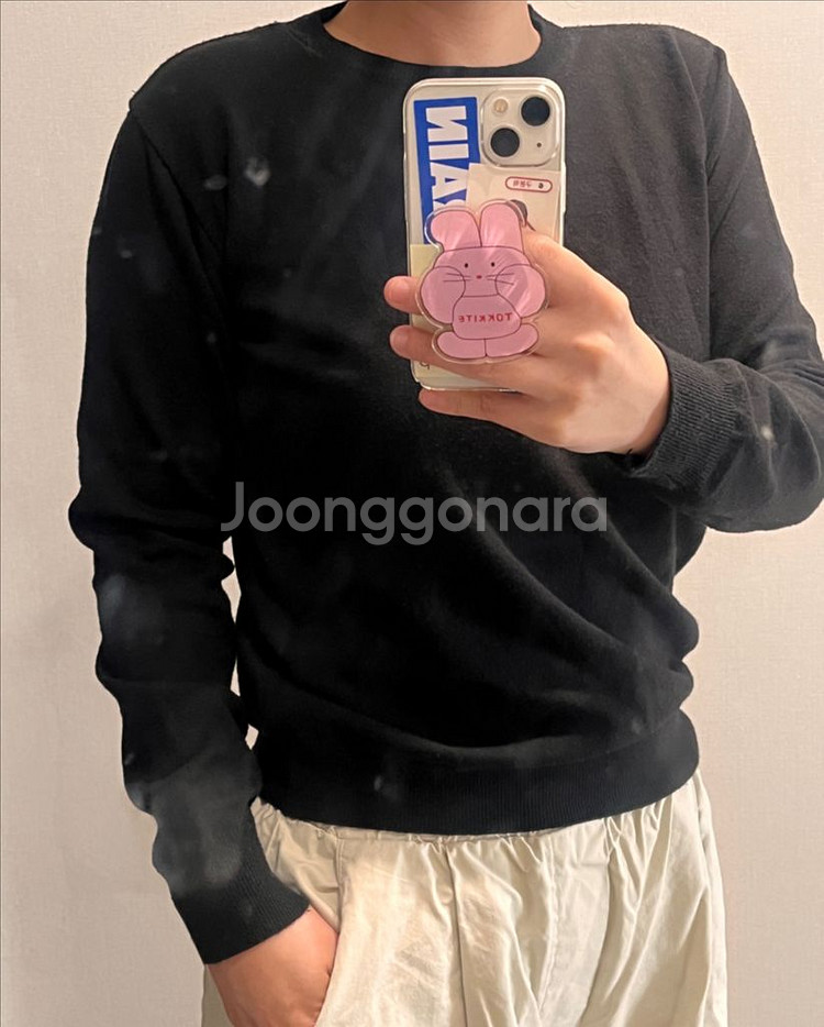 리코이 블랙 세미크롭 니트--1