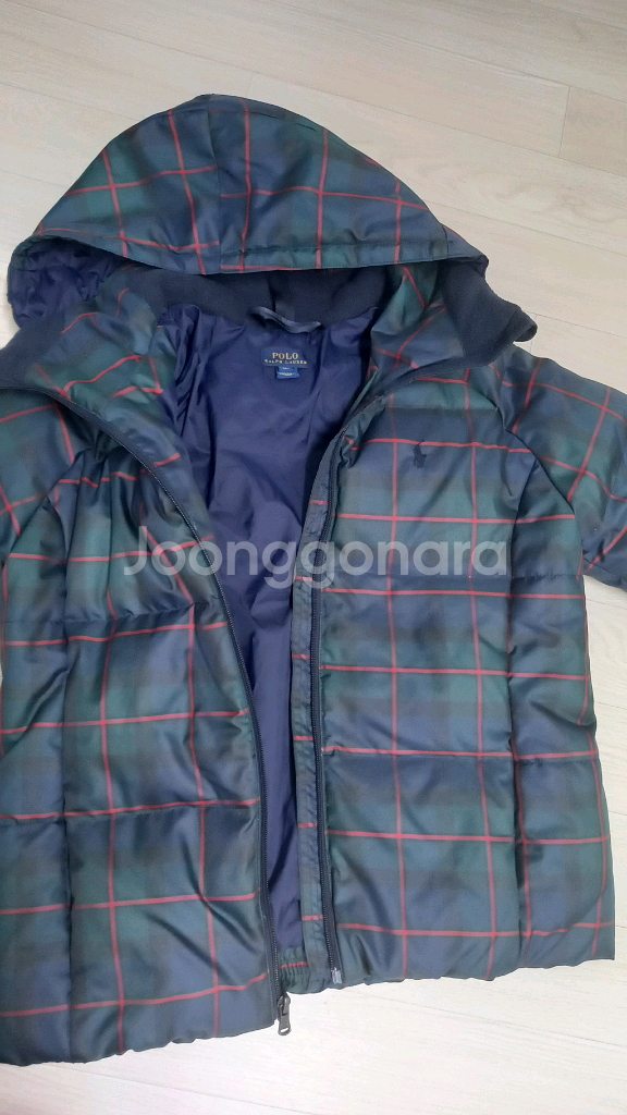 남아여아160 폴로랄프로렌 후드체크 덕다운패딩--1