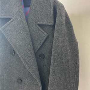 럭키슈에뜨 오버핏 더블 롱 코트 (울100, 차콜색)