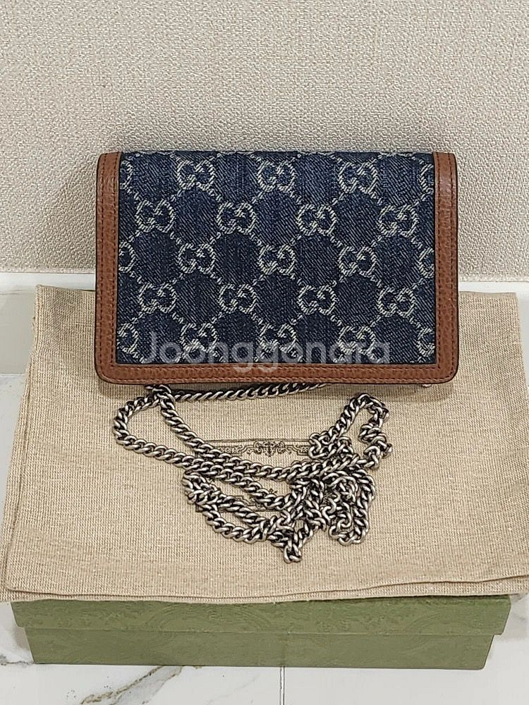 구찌 디오니소스 데님 체인 크로스백--1