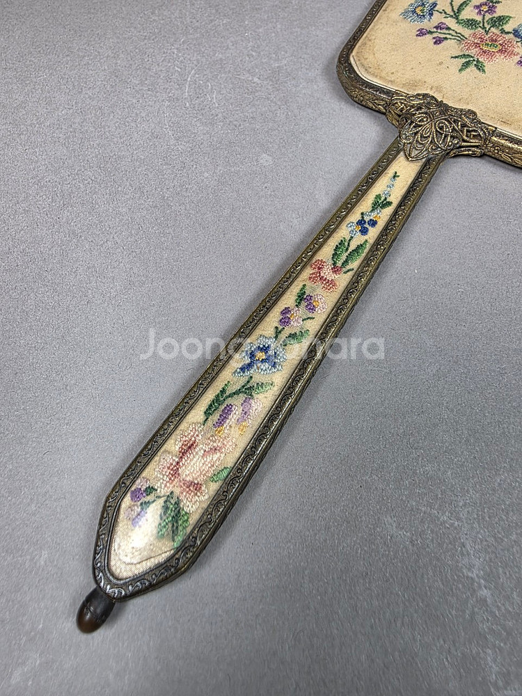 영국 니들포인트 핸드자수 손거울 엔틱 앤틱--2