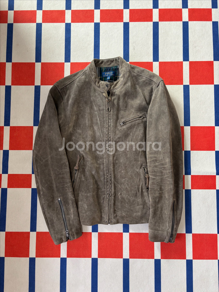 폴로 스웨이드 자켓 랄프로렌 카페레이서 가죽 점퍼--0