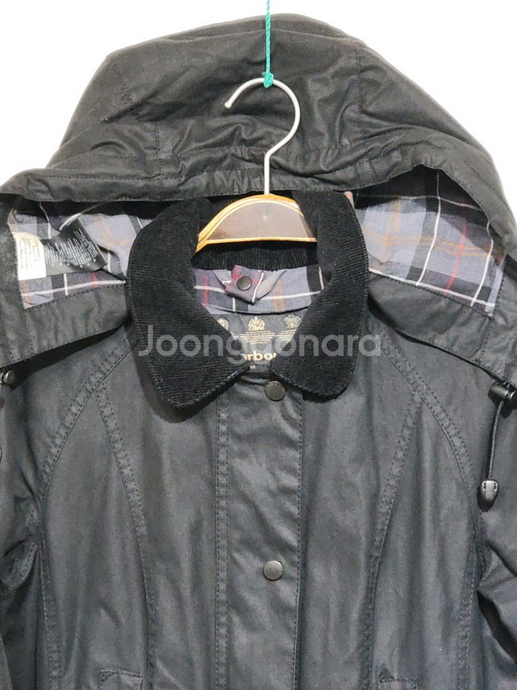 (S) 바버 비드넬 왁스자켓 블랙 왁싱점퍼 후드탈부착--1
