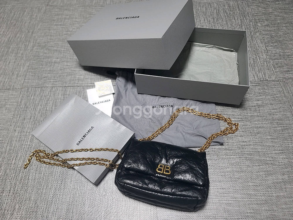 발렌시아가 모나코 미니 블랙 금장 숄더백 크로스 체인백--0