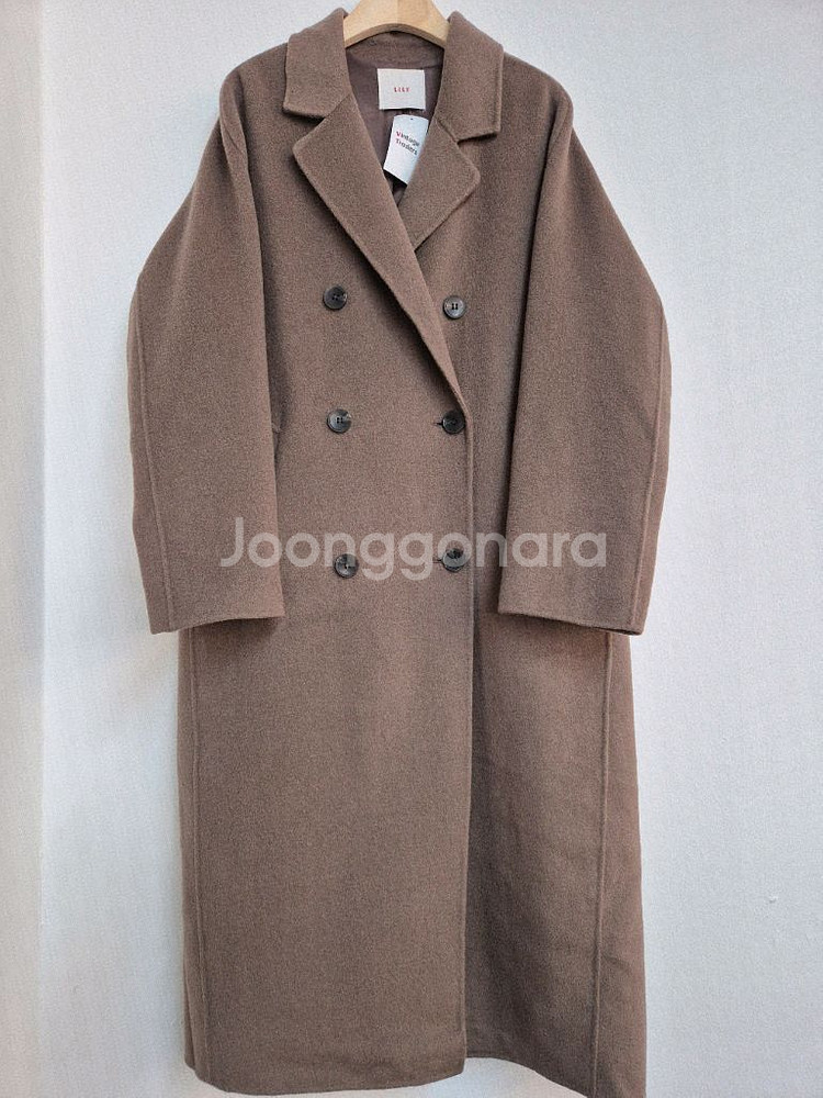 리스트 더블 브라운 롱코트--0