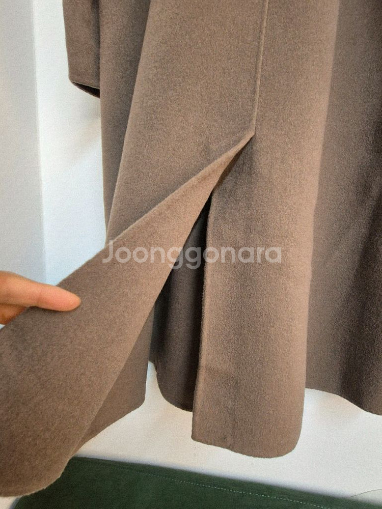 리스트 더블 브라운 롱코트--8