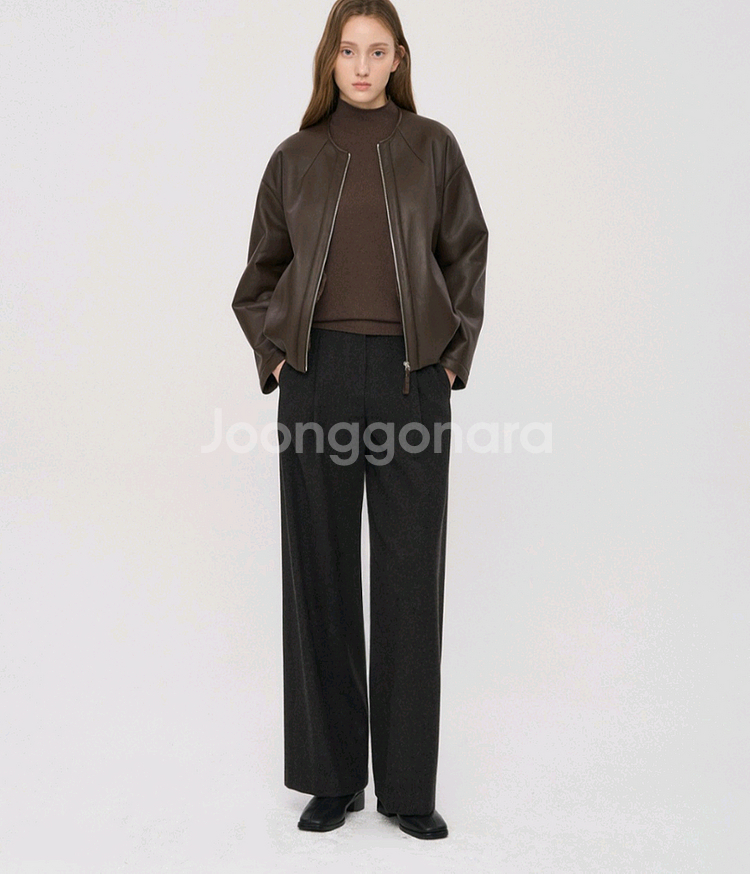 (미착용 새상품!)더캐시미어 캐시미어 블렌드 핀턱 와이--9