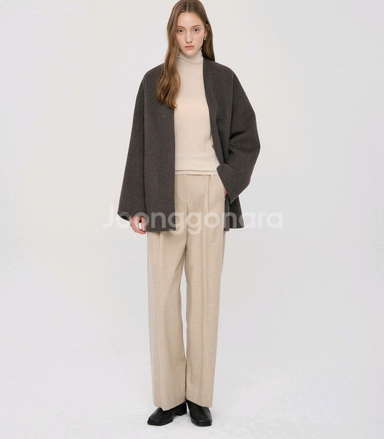 (미착용 새상품!)더캐시미어 캐시미어 블렌드 핀턱 와이--15