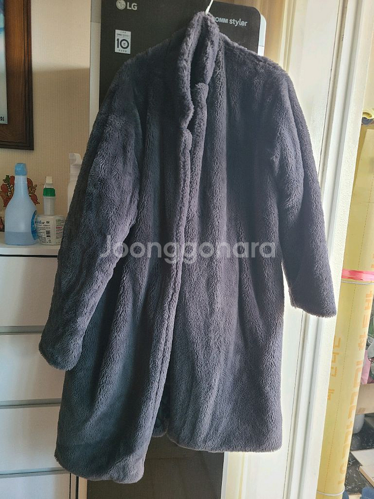 인조 회색 털 코트--1