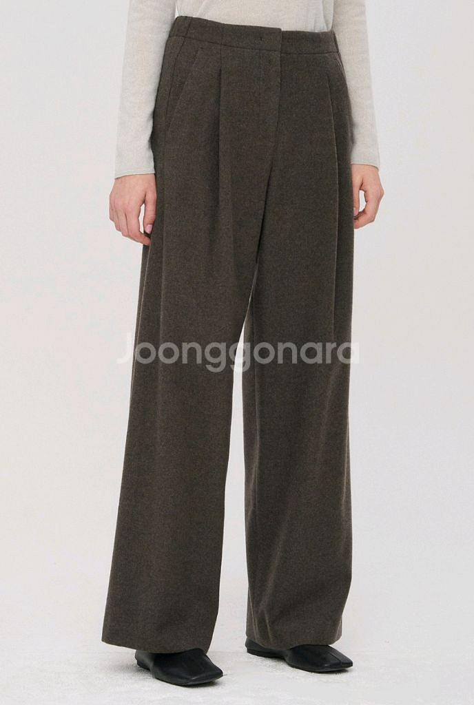 (미착용 새상품!)더캐시미어 캐시미어 블렌드 핀턱 와이--5