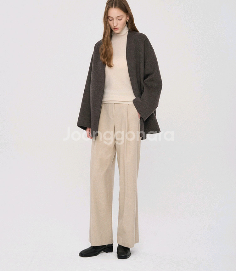 (미착용 새상품!)더캐시미어 캐시미어 블렌드 핀턱 와이--6