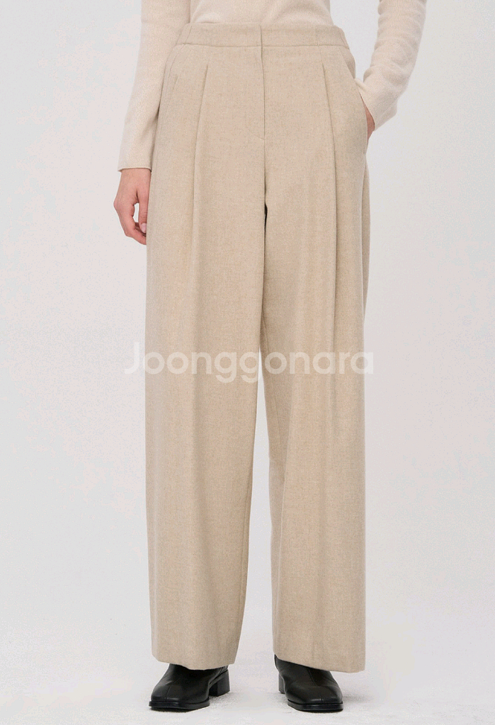 (미착용 새상품!)더캐시미어 캐시미어 블렌드 핀턱 와이--8