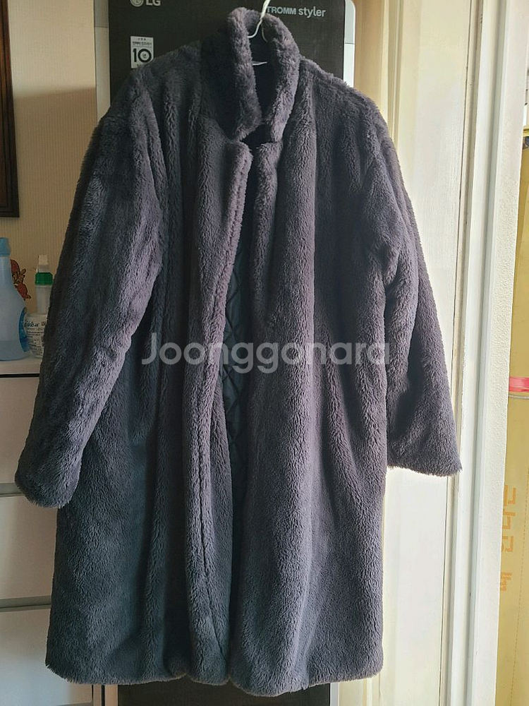 인조 회색 털 코트--0