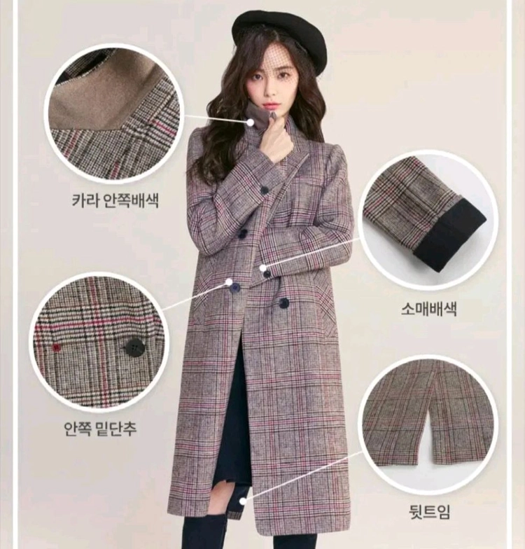 COS 감성 글렌체크 울혼방 롱코트 (로엠 메종드로엠) 이미지