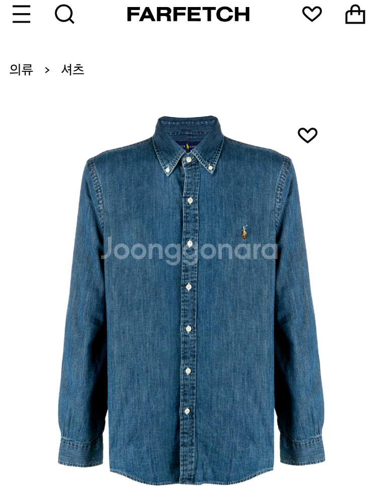 폴로 랄프로렌 중청 데님셔츠 클래식핏 XL사이즈 새제품--4