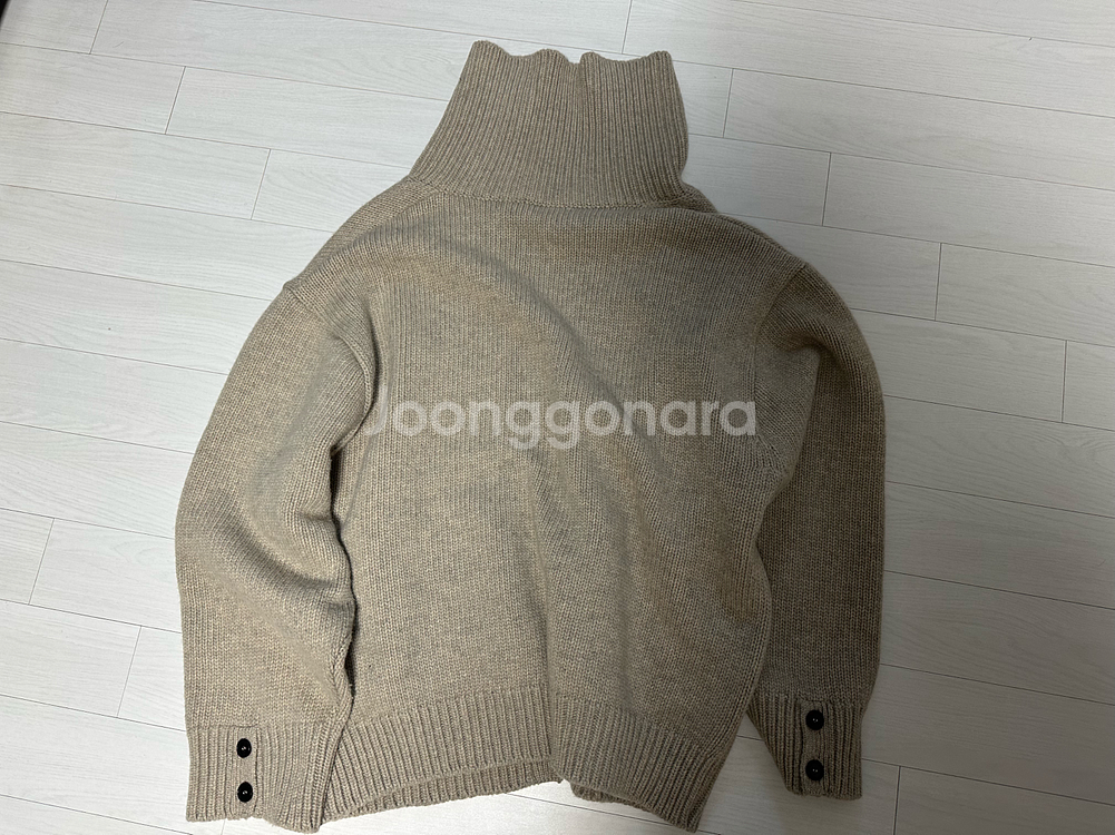 [L]유스 헤비 웨이트 니트 가디건 멜란지 베이지--1