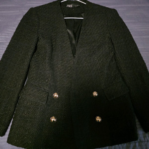 S 자라 정품 트위드 자켓 블랙