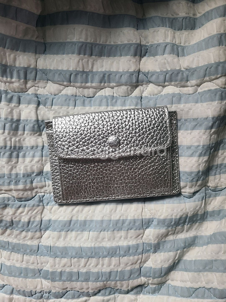 모스트커먼 실버 소가죽 단추포켓 명함 카드지갑--0