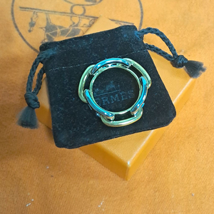 정품 에르메스 샹달 레가테 스카프링 골드&실버