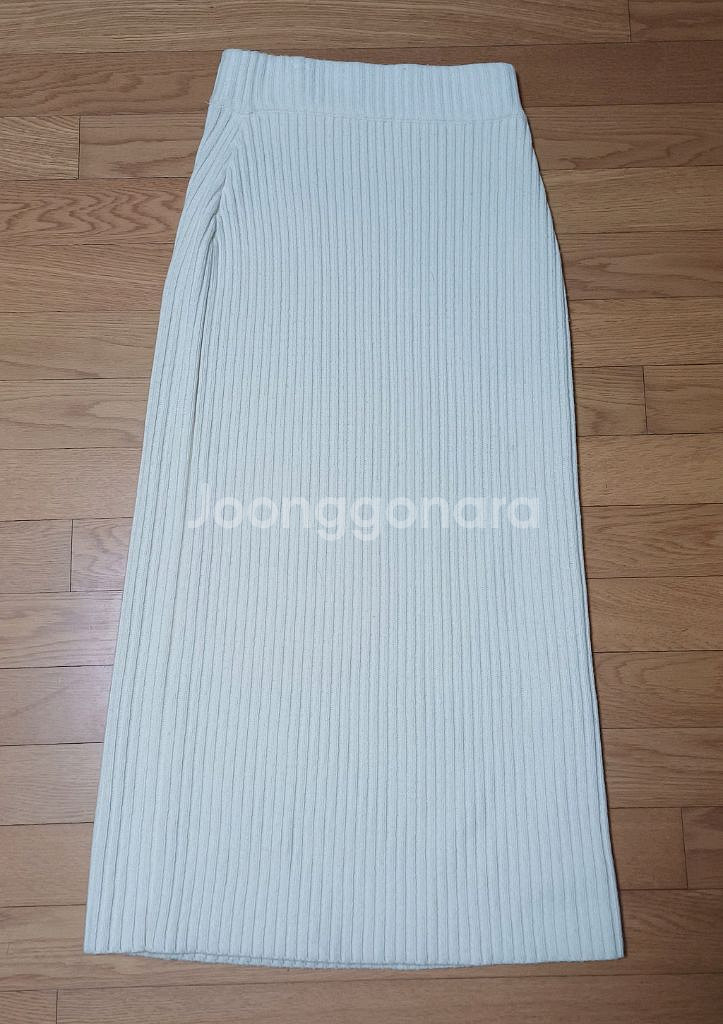 GROOMING 아이보리 골지 니트 롱 스커트--0