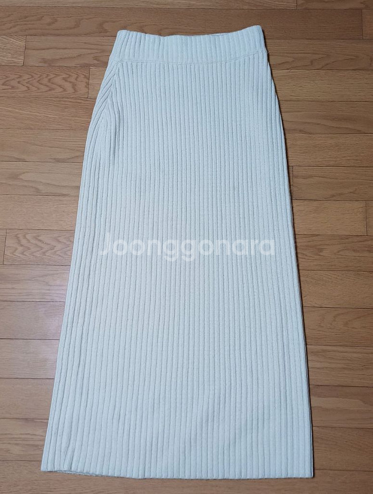 GROOMING 아이보리 골지 니트 롱 스커트--1