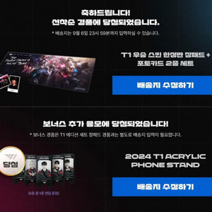 미사용) T1 티원 23 우승 기념 장패드 + 포토카드