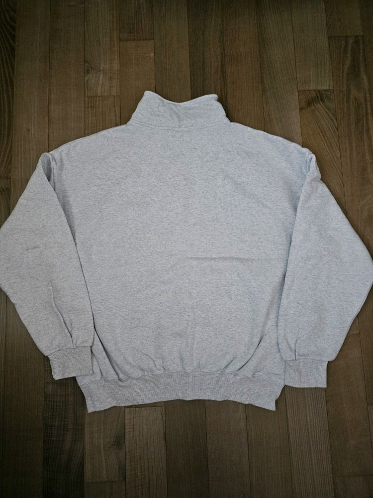 기모) 포니테일 하프집업 멜란지그레이 버건디 로고--2